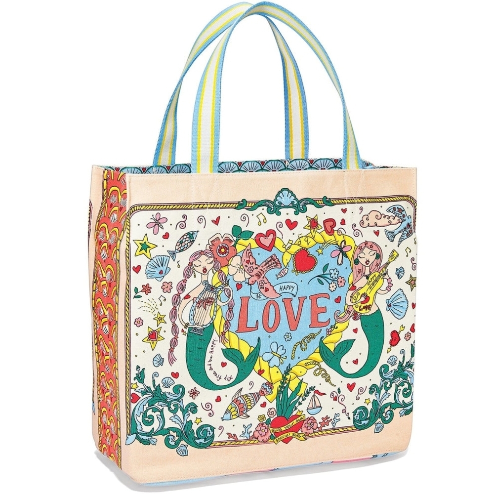 Brighton Colorful Siren's Song Canvas Mermaid Artistic Tote Bag